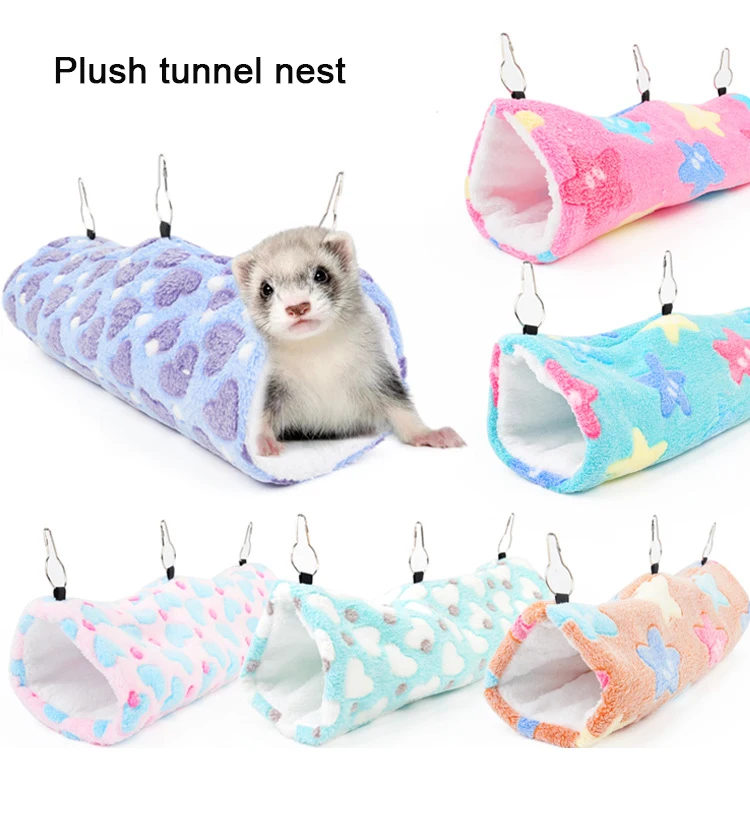 Factory Hot Sale Small Animals Plush Tunnel Hammock Warm Bed Sugar Glider Accessories for Sugar Glider Glider Hamster Hammock