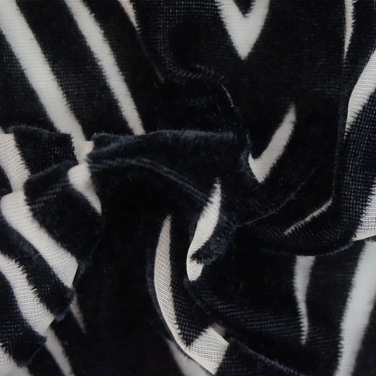 Горячий стиль Черный волны полиэстер жаккард бархат ткань для свадебного платья