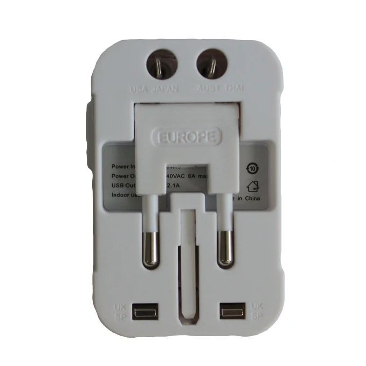 with Dual USB Charging Ports for USA EU UK AUS Cell Phone Laptop Worldwide All in One Universal Travel Adaptor
