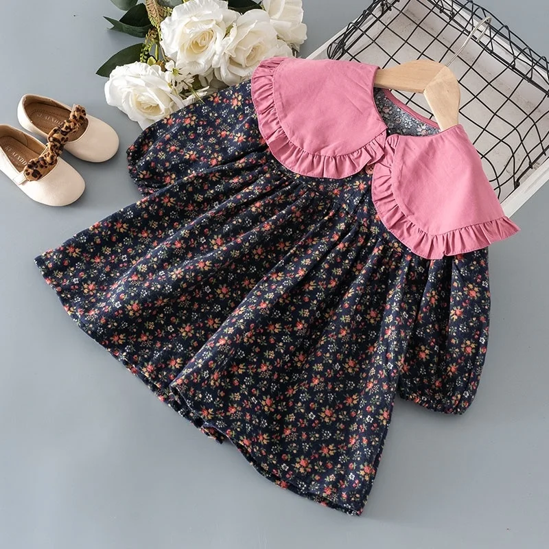 2023 Spring Infant Clothes Fashion Children's Dress 100% Cotton Embroidery Bubble Sleeve Baby Dress Full Summer Mini Gothic