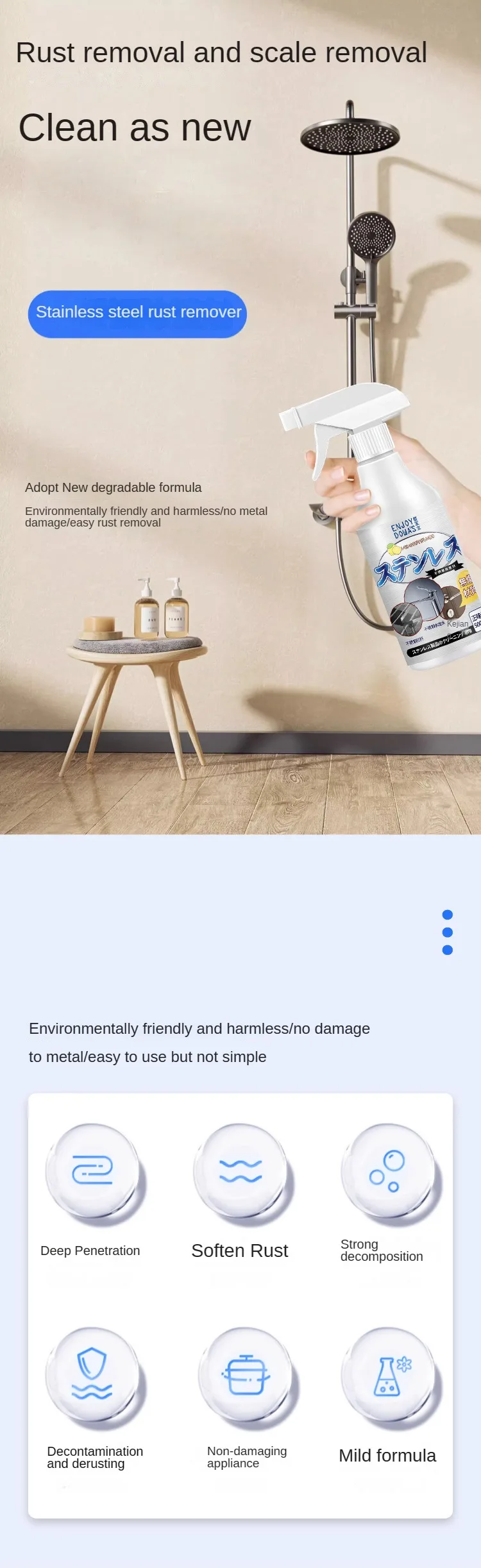Stainless Steel Rust Remover for Kitchenware Elevator Door and Windows