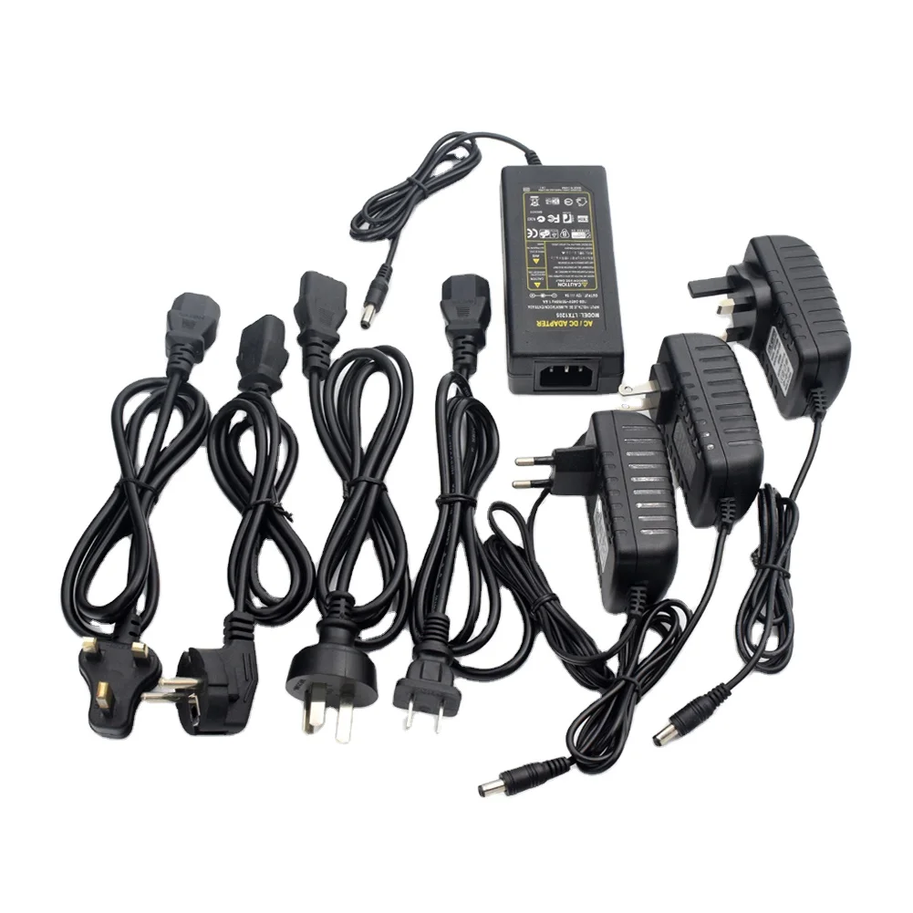 Factory direct sale 5v 3a5a12v10a UK/US/EU/AU plug switching adapter power 12v5a power supply adapter for LED strip light