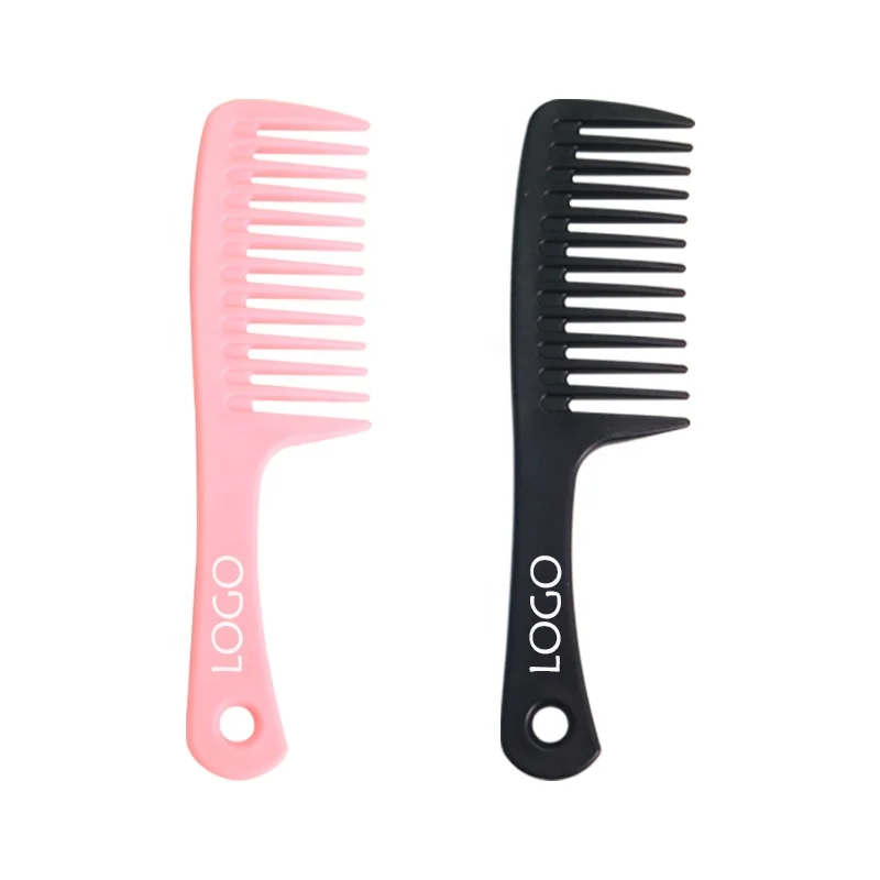 Customized logo biodegradable hair styling comb barber plastic wet curly wide tooth hair comb