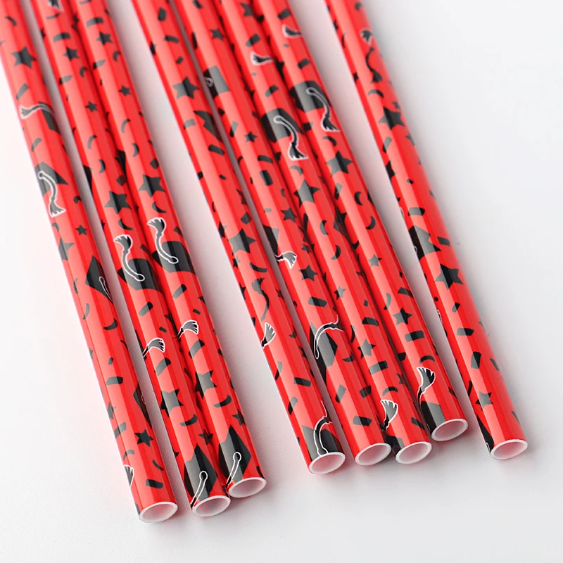 Fashion trencher hat printing reusable Straws, top selling Drinking juice straws, custom design pattern plastic straws