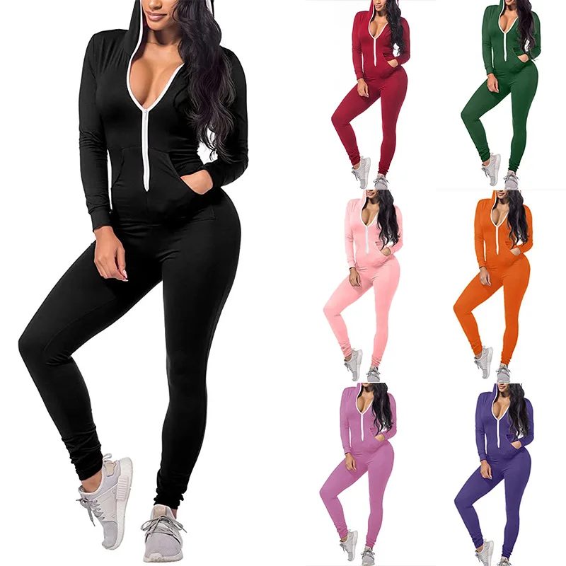 P014 Women Fashion Clothing Hot Selling 2020 Womens Solid Two Piece Set Jogger Set Women Hoodie 2 Piece Suit