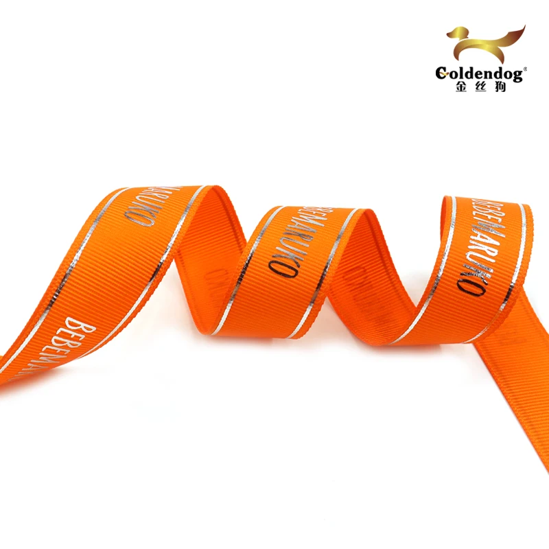 Mafolen Customized Logo Wholesale 25mm 3D Embossed Logo Printed Grosgrain Ribbon Tape For Gift Wrap