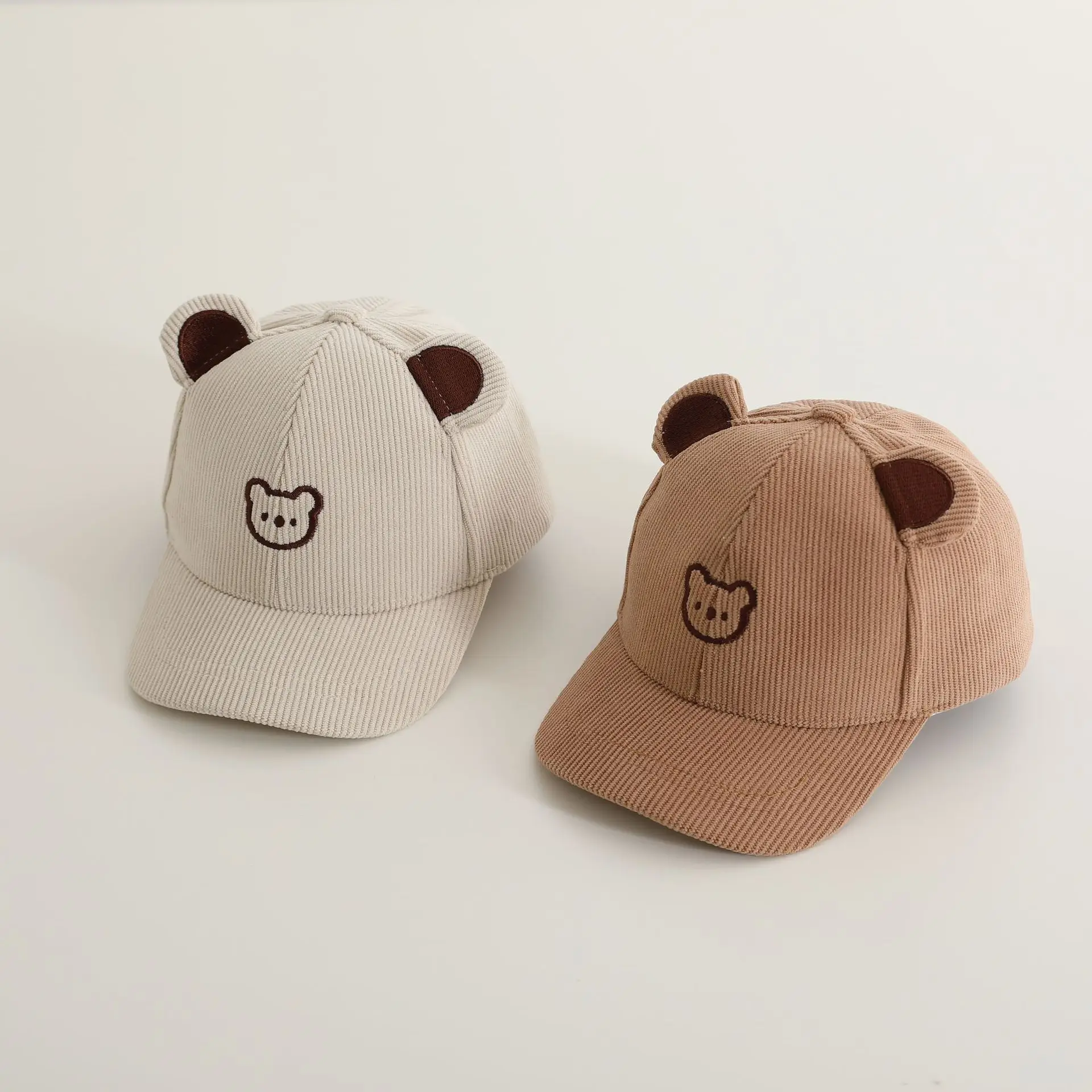 Autumn Winter Outdoor Hat for Kids Cutebear Baseball Cap for Boys and Peaked Cap for Girls Sun Hat in Common Fabric