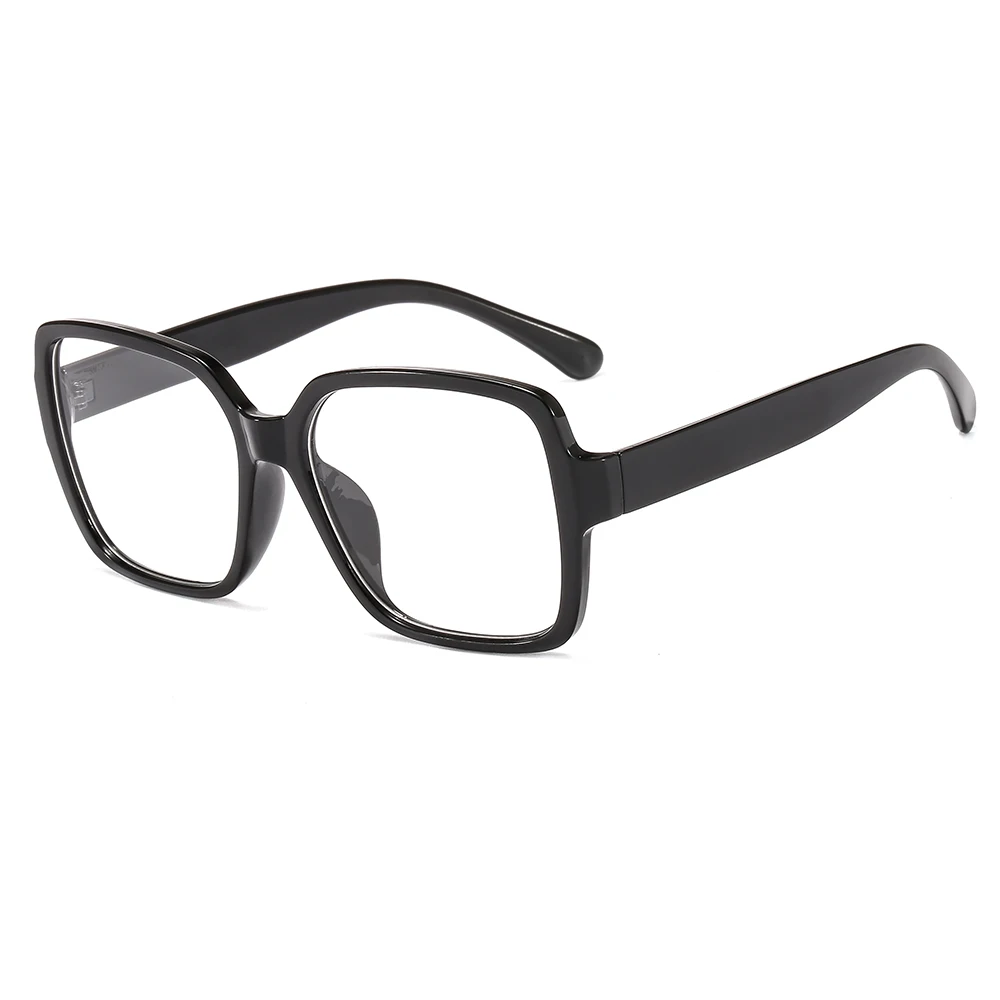 Black thick frame glasses frame square flat lens for men and women net red flat lens