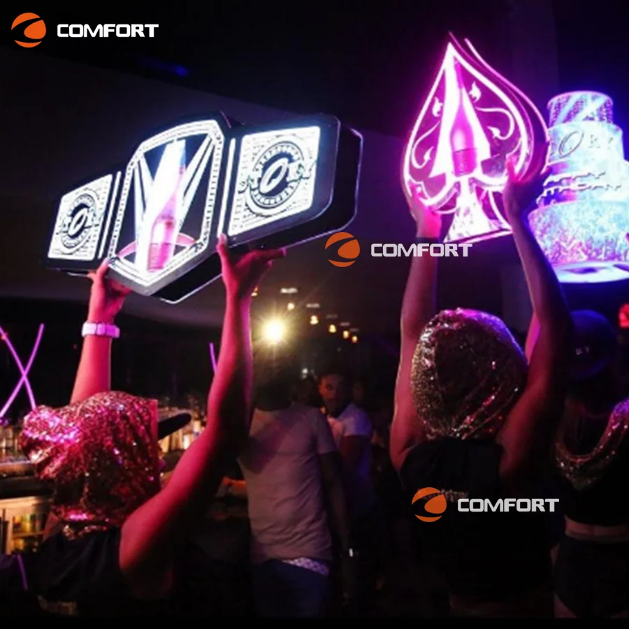 LED Rechargeable Champagne Vodka Wine Night Club Bar Glowing Led Bottle Display Presenter Glorifier