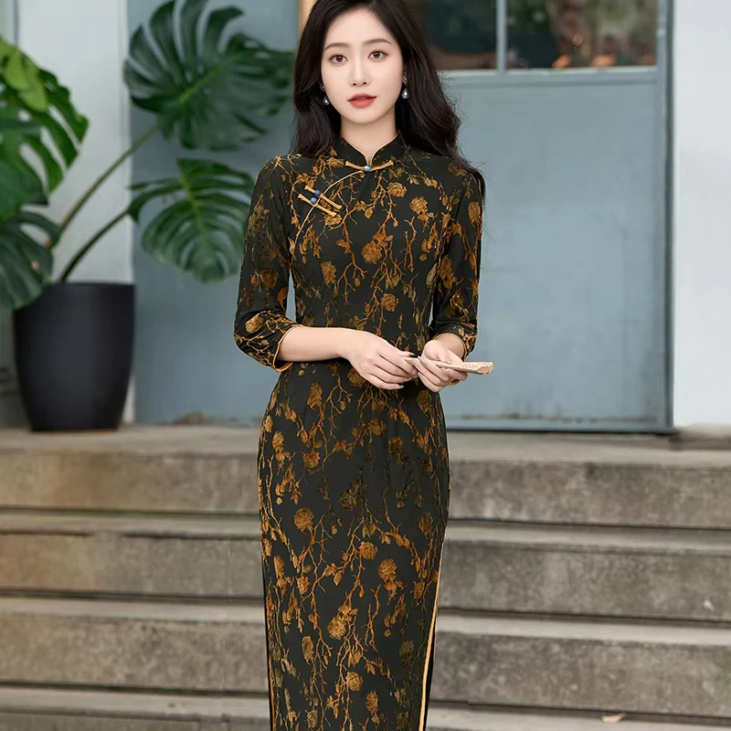 Профессиональная фабрика плюс размер традиционное hanfu современное платье qipao женское cheongsam