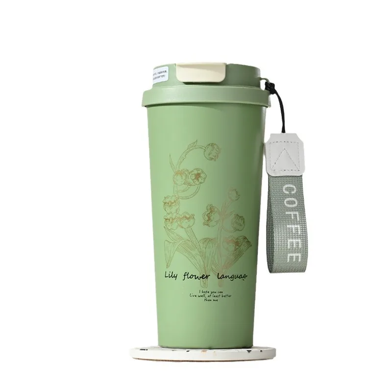 550ml coffee mug stainless steel thermal water bottle with straw cover 316 steel drink cup office mug large capacity leakproof