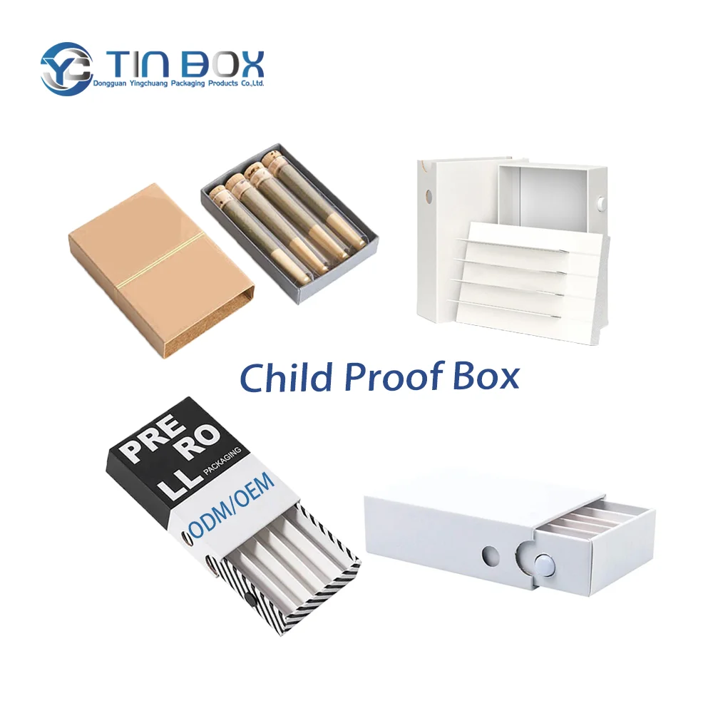 Custom 5 Pack Roll Childproof Packaging Box Drawer Paper Boxes Child Resistant Cones Roll Packaging Box With Foam Insert