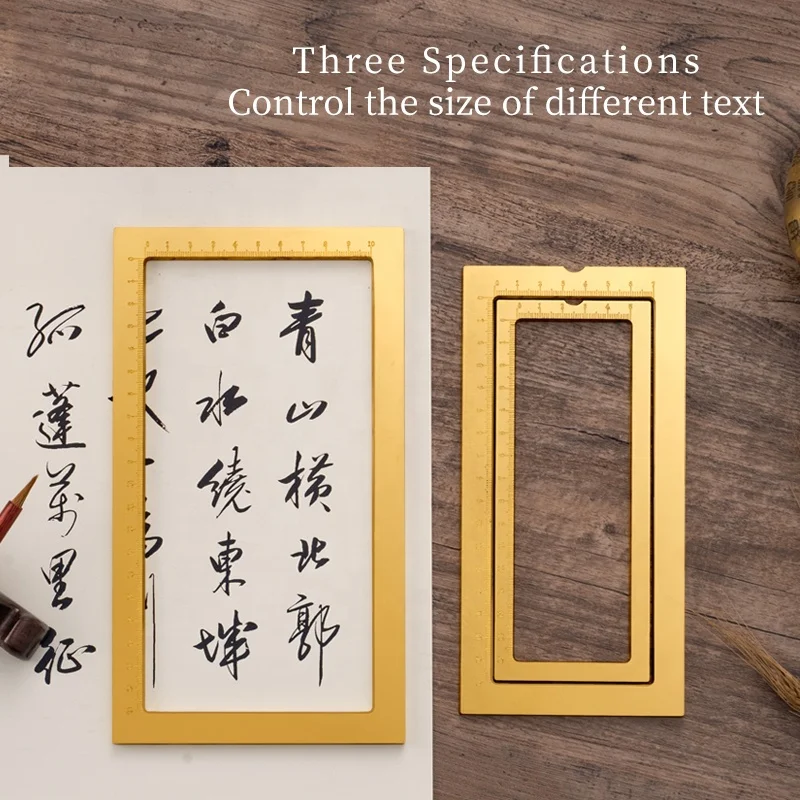 Luxury Brass Ruler Paperweight For Calligraphy Pressing Paper Metal Square Solid Copper Paper Weight Frame With Scale