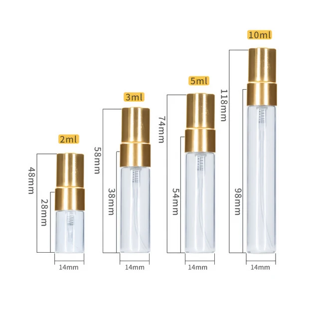 Fancy luxury wholesale round 2ml 3ml 5ml 10ml mini empty transparent spray bottle glass perfume sample