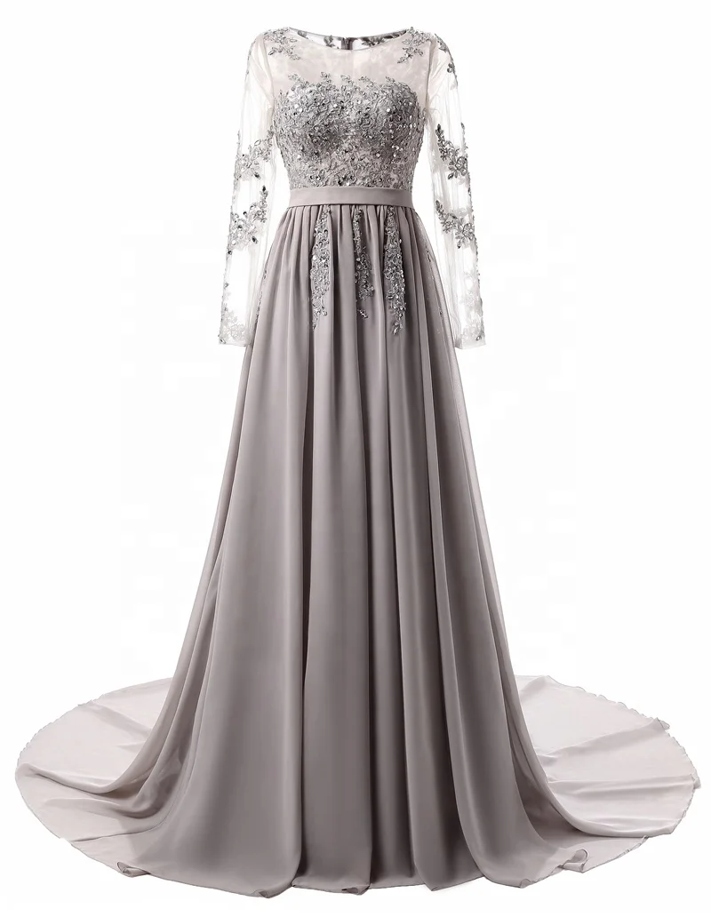 Custom Made Saudi Arabia Evening Gowns Dubai Long Sleeve Lace Appliqued Evening Dresses