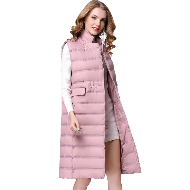 
Factory direct winter sleeveless long waistcoats padded women down vests 