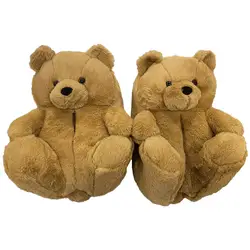 Teddy bear slippers 2022 fuzzy teddy Wholesale Plush adult Slipper House teddy bear slippers for women girls