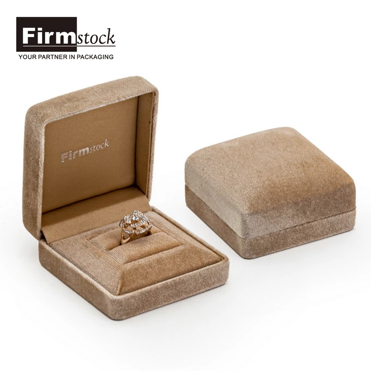 Latest Design Velvet Ring Insert Beige Wholesale Custom Logo Wedding Jewelry Packaging Box