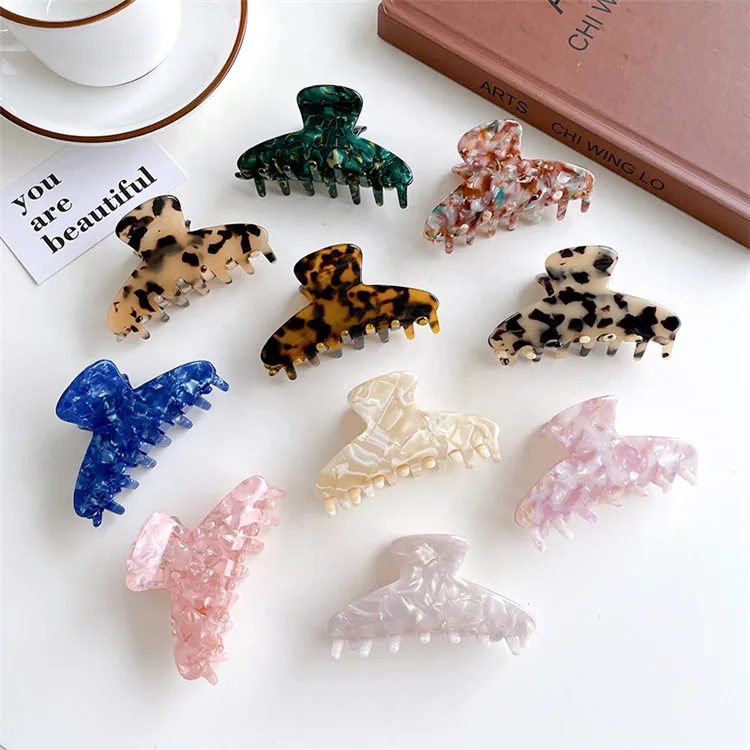 Wholesale Korean Elegant Resin Large Hair Claws Tortoiseshell Cellulose Acetate Big Hair Claw Clips For Women