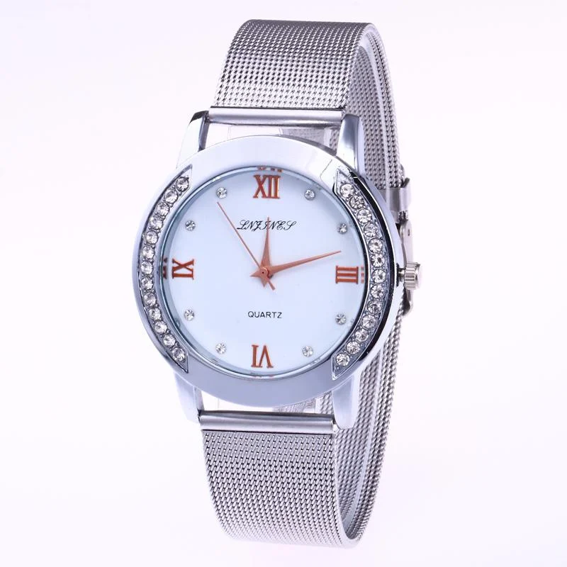 
Best Selling All-match Luxurious Women Diamond Watches Stainless Steel Watch Custom Logo 