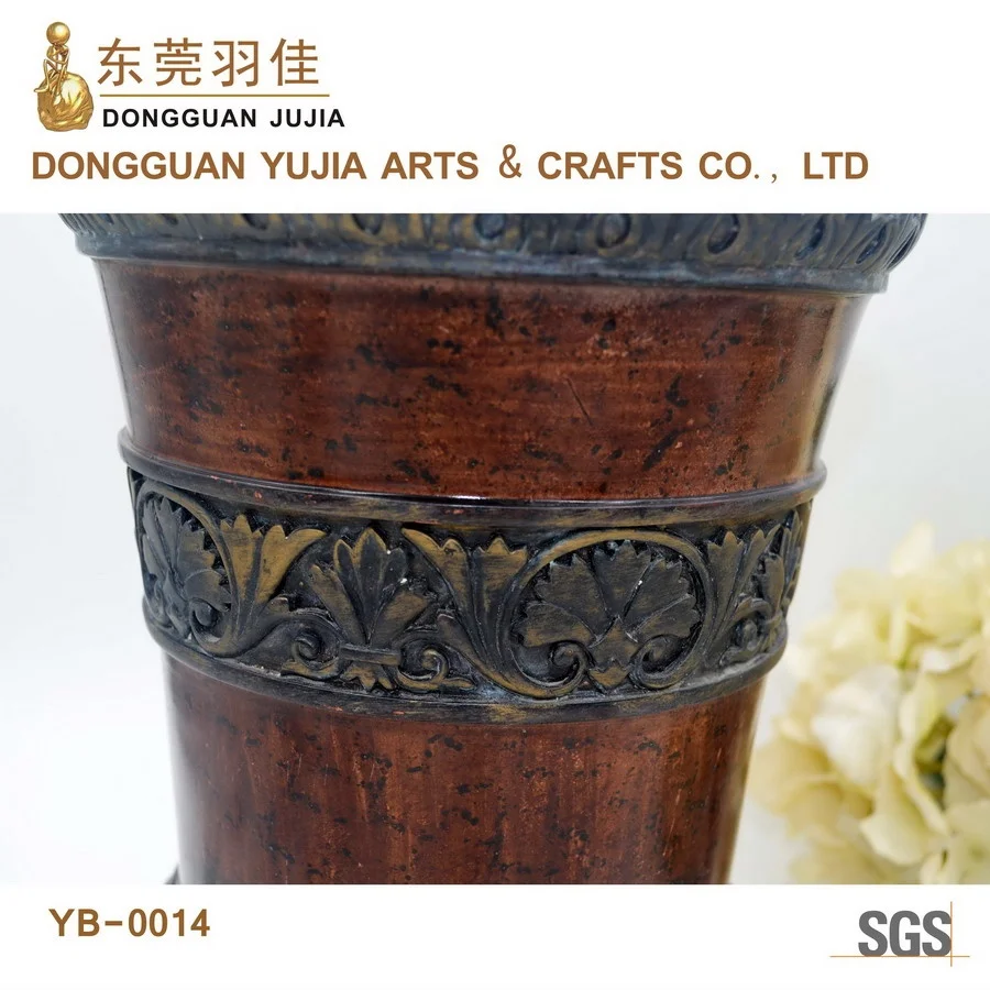
Antique Black Decorative Resin Dustbin With Gold Flower 