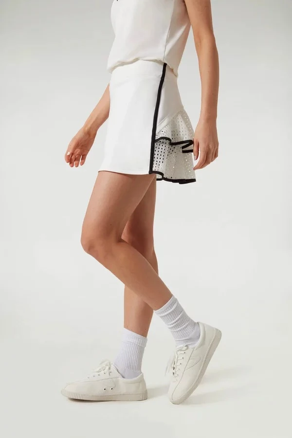High Quality White Golf Skirts Two Piece Mini Tennis Skirt Set Women Sportswear v Neck and Skirt High Quality Tennis Sets