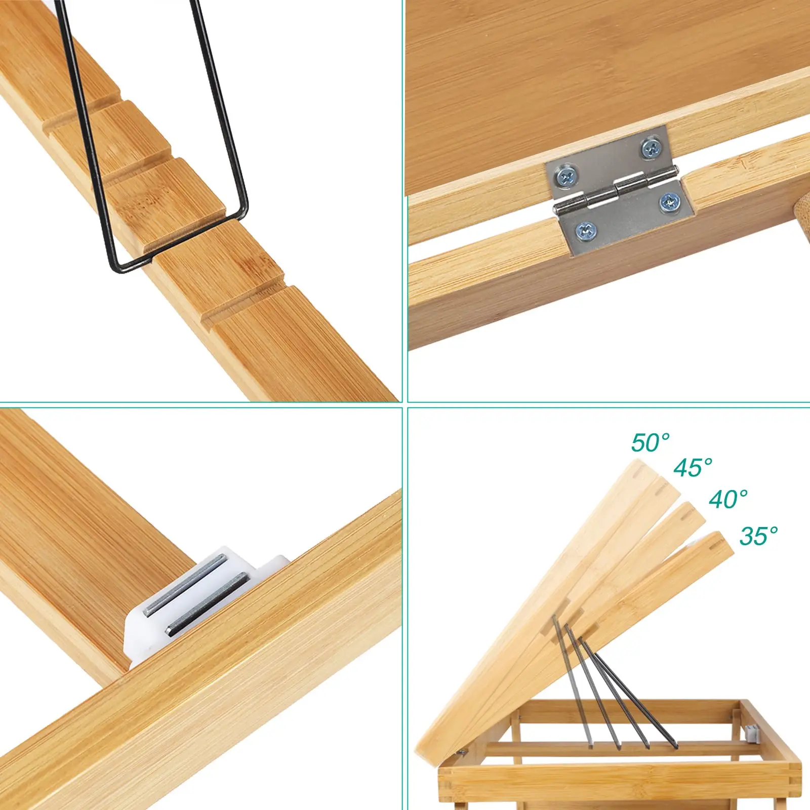 Bed Table Wooden Laptop Stand With Handles Folding Legs Small Table Bamboo Breakfast Food Tray With Media Slot Table For Laptop