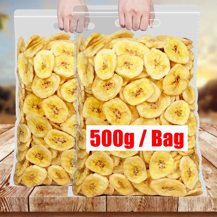 OEM wholesale 500g bag Crispy Banana Chips Dried Fruit Snacks dehydrated Crispy dried fruit vegetables