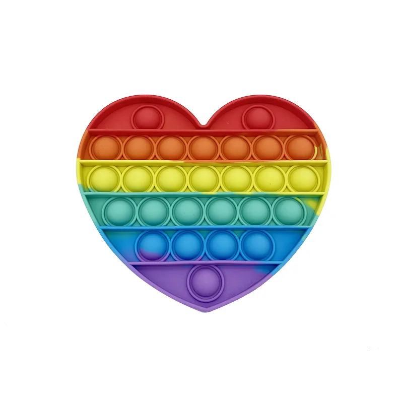
2021 Amazon Best Sale Product Rainbow Kids Toy Silicone Bubble Popping Game Sensory Fidget Toy 