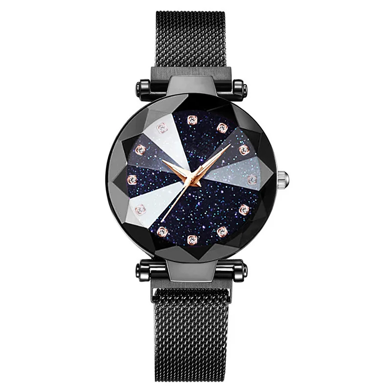 
Luxury Starry Sky Stainless Steel Mesh Bracelet Watches For Women Crystal Analog Quartz Wristwatches Ladies Sports Dress Clock 