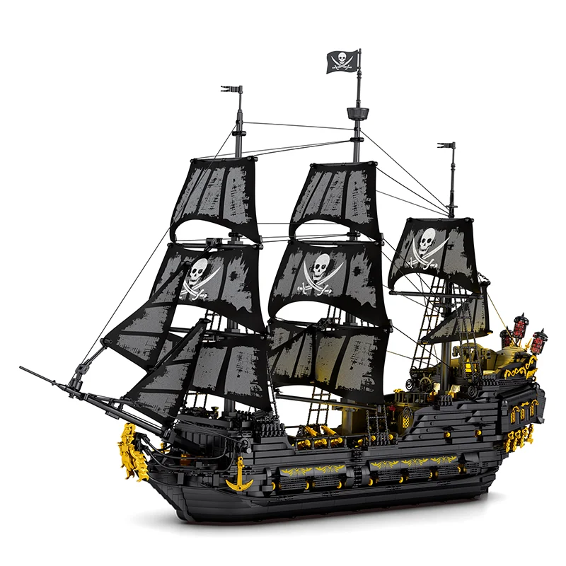 Simulation Large Size The Black Pearl Pirate Ship Model Bricks Adult Assembly Ship Model Building Blocks Set With Lighting