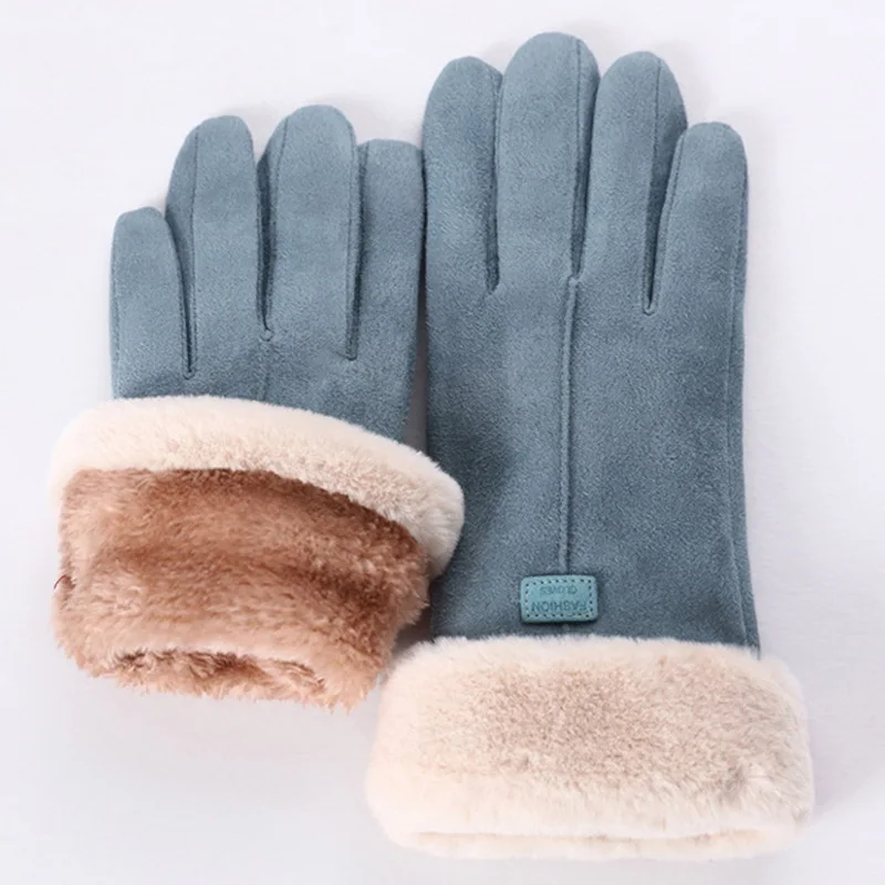 Классические зимние кашемировые перчатки, ветрозащитные плотные флисовые мягкие теплые перчатки для студентов и велоспорта