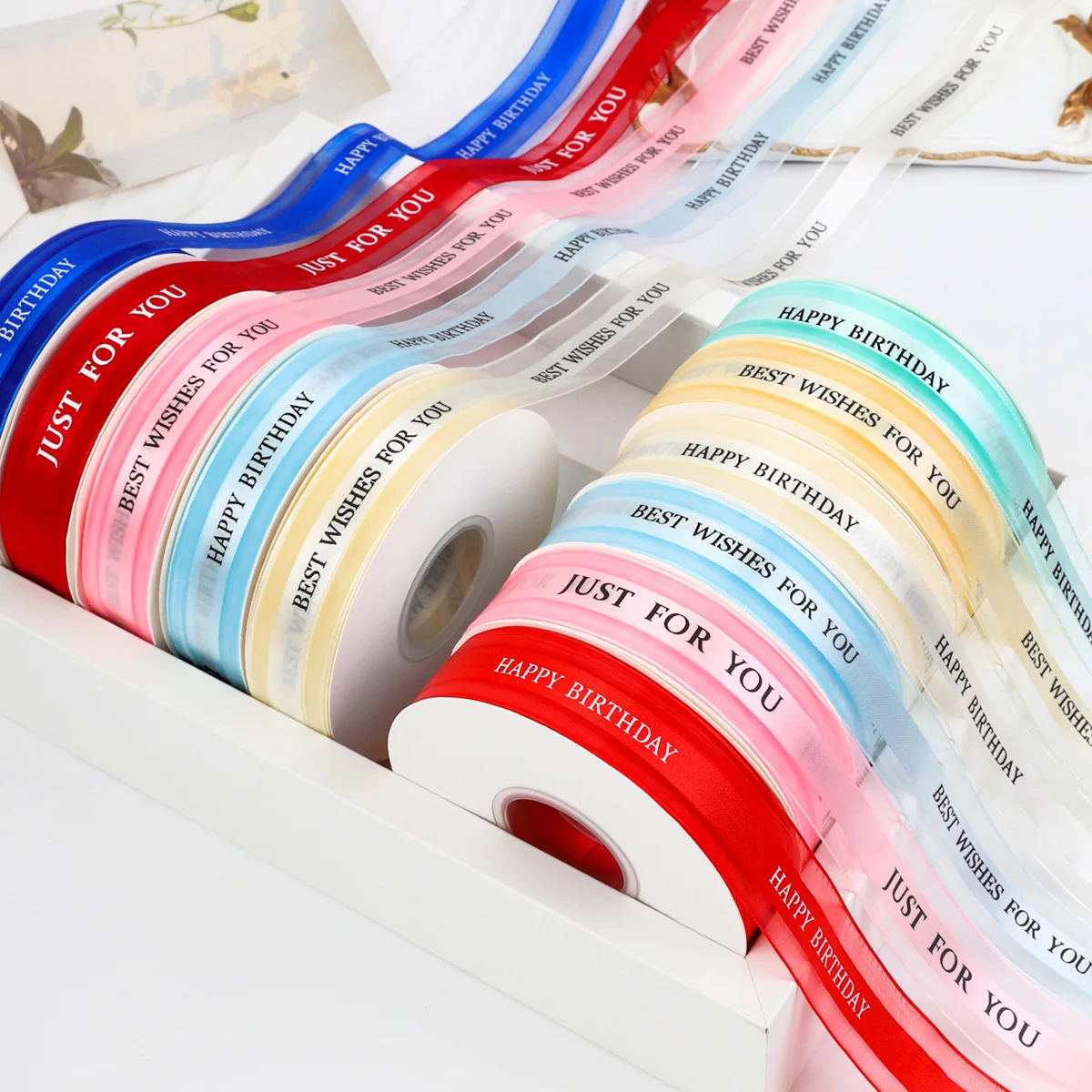 Best Wishes For You Ribbon 2.5cm width 50 yards  gift box packaging ribbon cake flower packaging ribbon