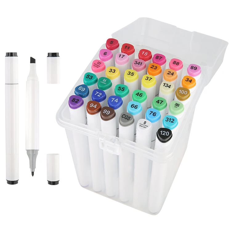 36 Colors Set Double Ended 1mm Round 4mm Chisel Tip Brush Dry Erase Alcohol Art Paint Marker Pen