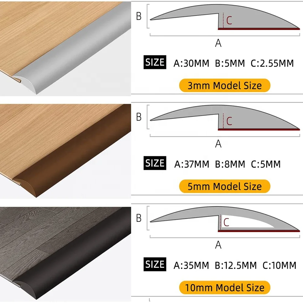 3mm 5mm 7mm 10mm height Floor Transition Strip Rubber Flooring Beveled Edge Ramps carpet floor edging trim strip