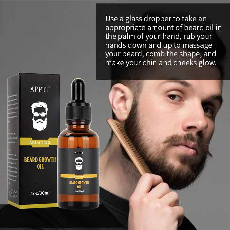 Hot Sell Simple Design Natural Herbal Extracts 30ml Beard Growth Oil For Men Beard Care Daily Use