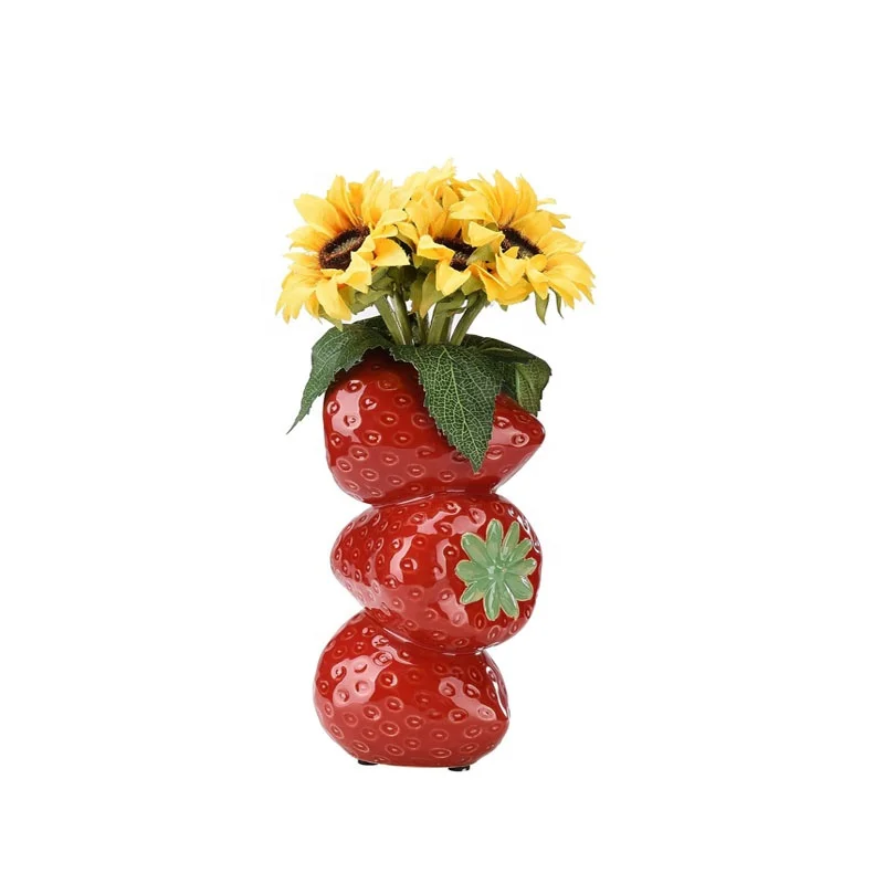 Ceramic Strawberry Stack Stem Vase Home decoration for living room dinning room window display