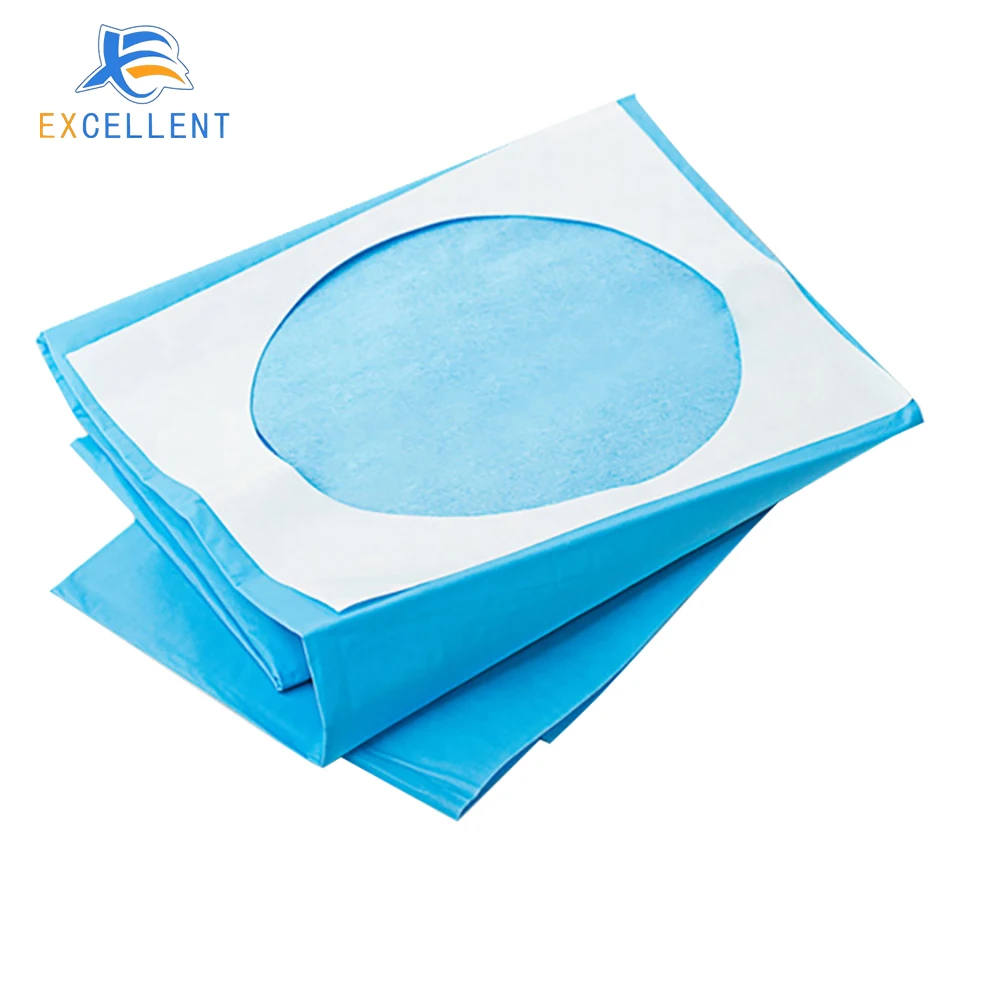 Blue Color Non Woven Disposable Sterile Medical Universal Surgical Drape Sheet Adhesive Fenestrated Drapes with Hole