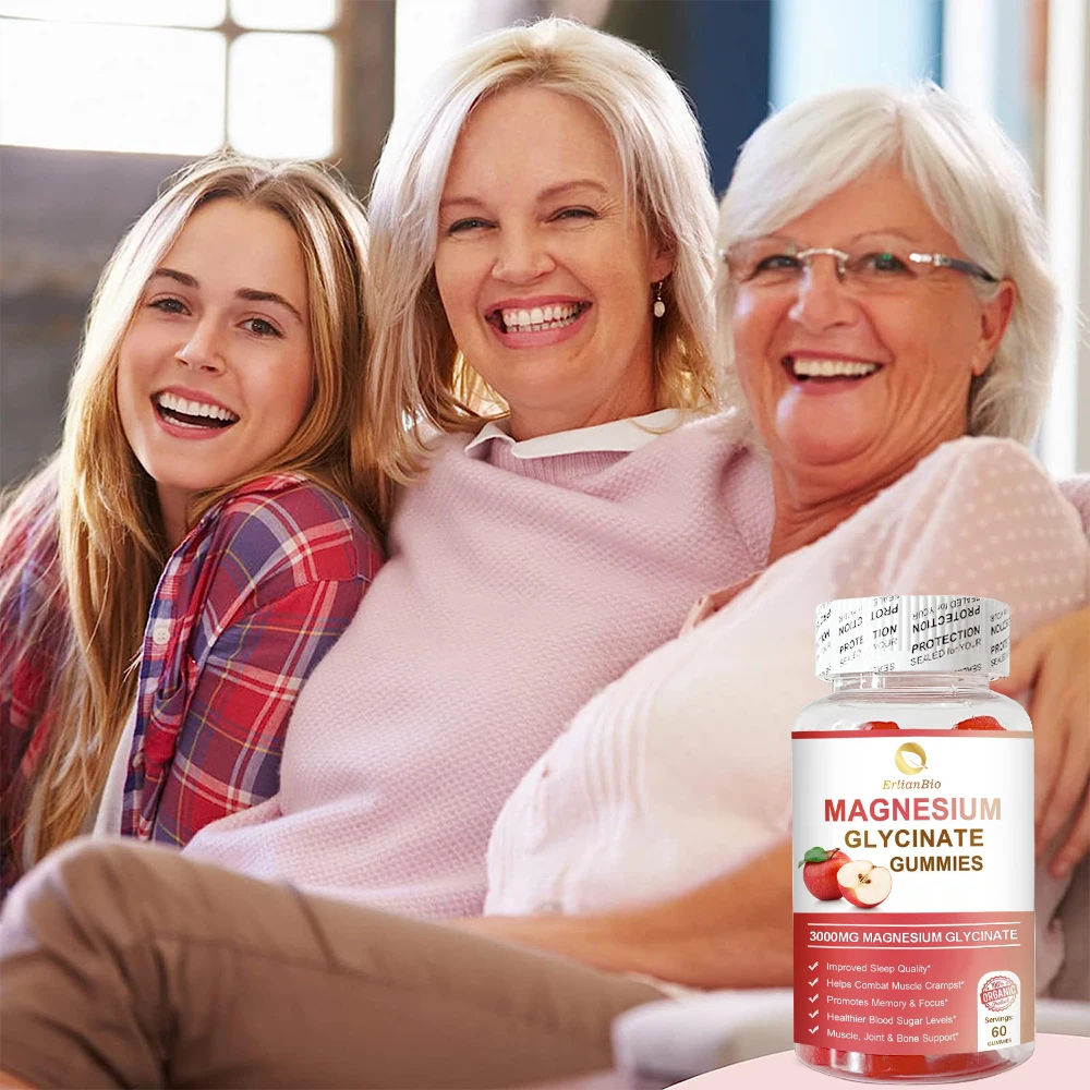 Magnesium Glycinate Gummies Magnesium Gummies Herbal Supplements for Kids & Adults Stress Relief Muscle Cramps & Sleep Aid