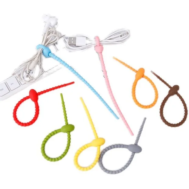 22cm Colourful Silicone Cable Ties Headphone Cable Data Cable Storage Organiser Twist Wires Releasable Zip Ties