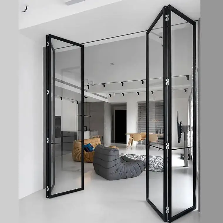 DTOP Bifold Folding Sliding Doors Narrow Foldable Door Aluminum Door For Houses