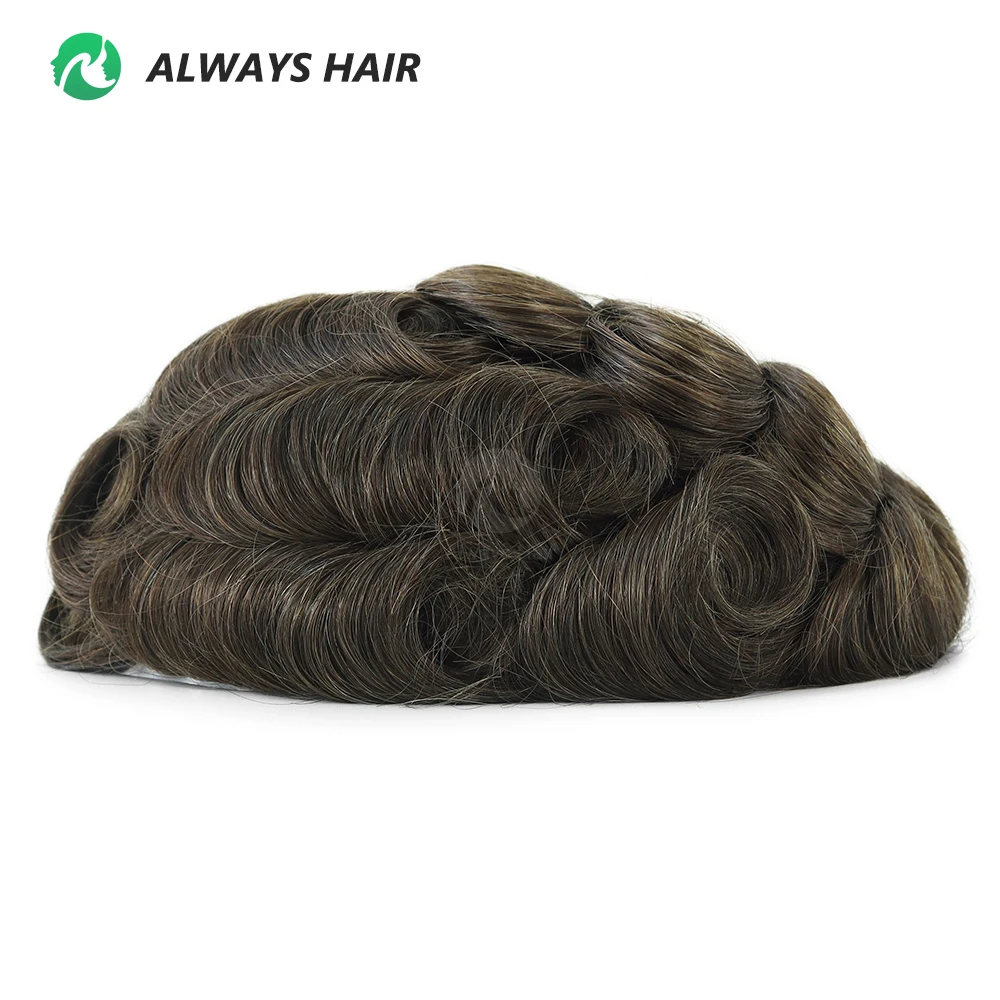 Front V Toupee For Man Human Hair Qingdao Invisible Thin Skin PU India Hair Men Wig