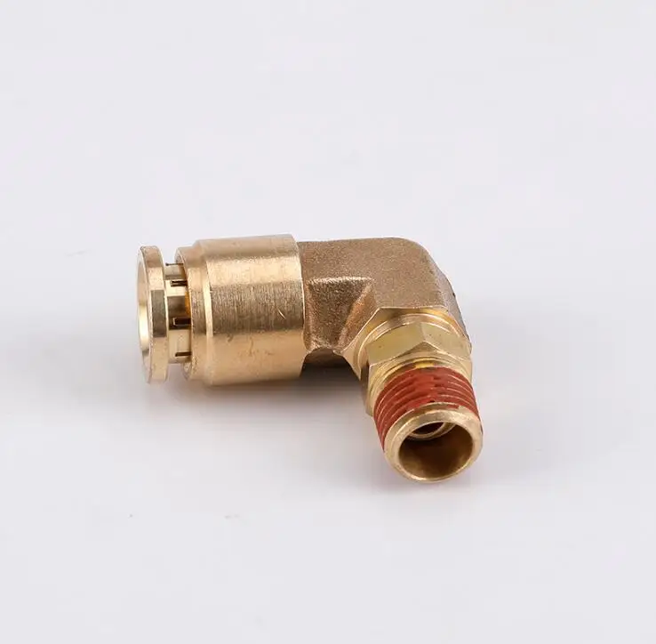 Pneumatic Push to Connector Push in Swivel Male Elbow 90 degree TUBE OD X NPTF MALE DOT Air Brake Brass Fittings