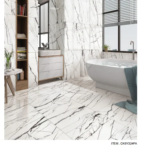 glazed porcelain super white kararra stone marble ceramic flooring  tile   60x60 24x24