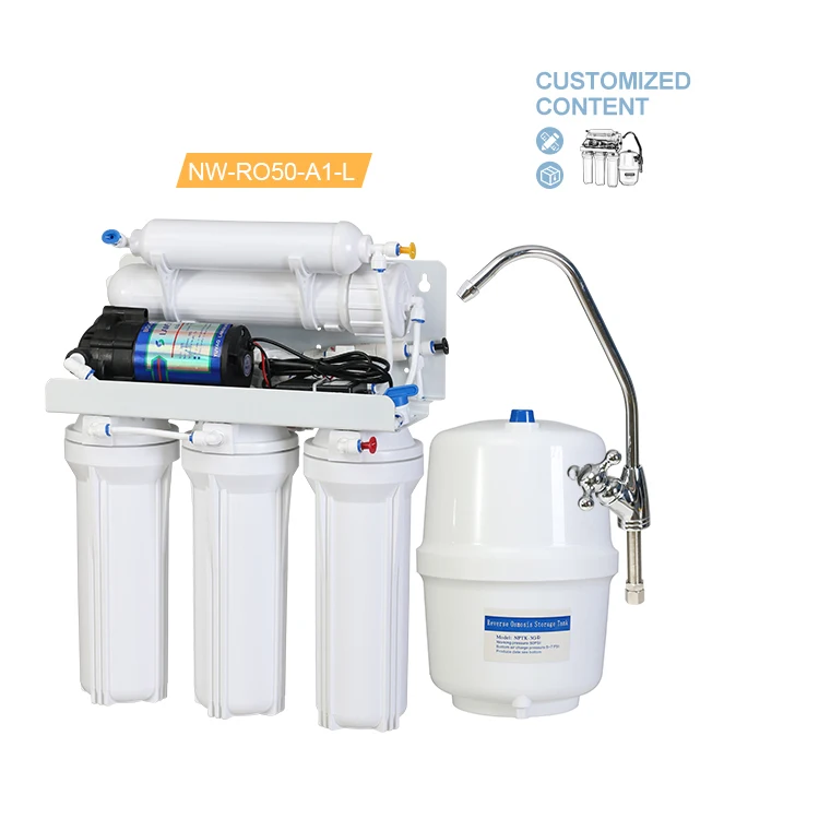 [NW-RO50-A1-L]High Quality 2.5 - 5 Bar Water Purifier Pressure Reverse Osmosis System 3G Plastic Tank RO System