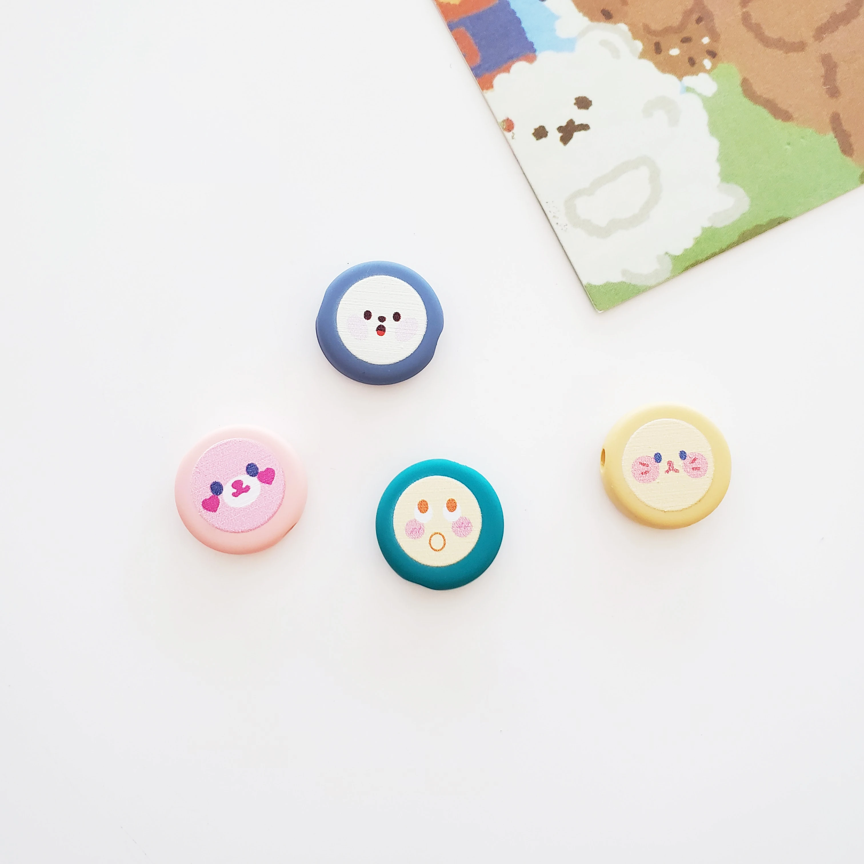 2021 Latest beads Acrylic rubber printing straight hole loose beads Polymer Clay Beads for jewelry making