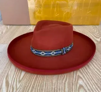 A112204     Hotsale Wide Brim Fedora Felt Hat  100% Australia Wool Big Hats Handmade Customized Wool Felt Hat Unisex Wholesale