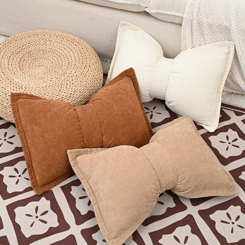 Cute Kawaii Holland Velvet Bow Pillow Cover Sofa Decorative Cushion Cover knot Pillow case Sofa Seat Car Chair Bow Knot