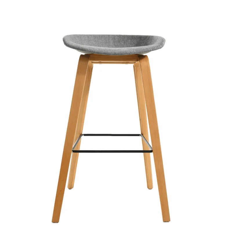 Modern High footrest stool fabric covered seat with plywood leg wooden bart stools bar chair bartstool for restaurant