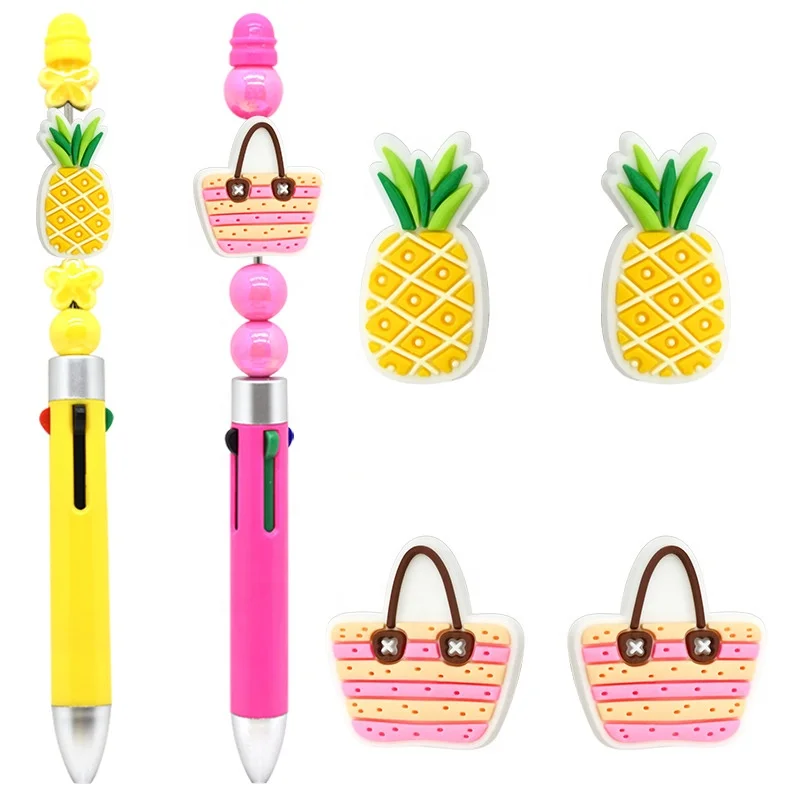 fruit pineapple shape PVC focal beads bag silicone beads Mobile phone chain stethoscope charms for diy pen making bracelets
